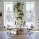 Squarely three Self-watering planter GrowOn hanging on the wall with green plants