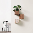 Squarely three Self-watering planter GrowOn hanging on the wall with green plants
