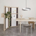 Shoji room divider in L-shape with integrated GrowWIDE planters and green plants