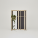 Shoji room divider in L-shape with integrated GrowWIDE planters and green plants