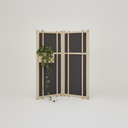 Shoji room divider in L-shape with integrated GrowWIDE planters and green plants