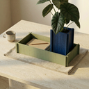 BloomTRAY Meadow Green with a Blue Planter