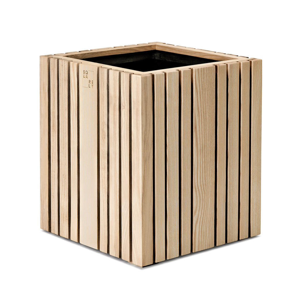 wooden planter self-watering ash