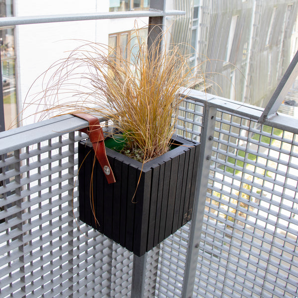 self-watering balcony planter black wood